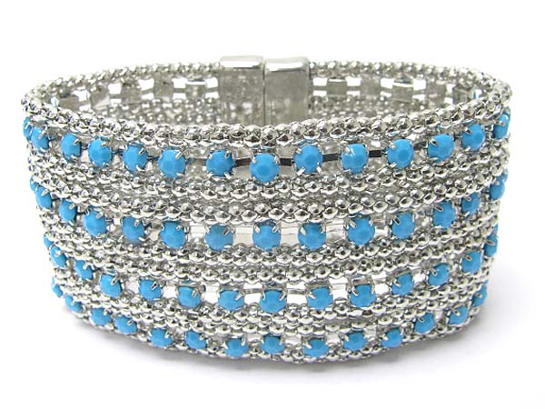 Crystal and metal chain stretch bracelet