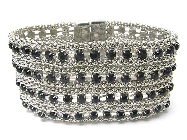 Crystal and metal chain stretch bracelet