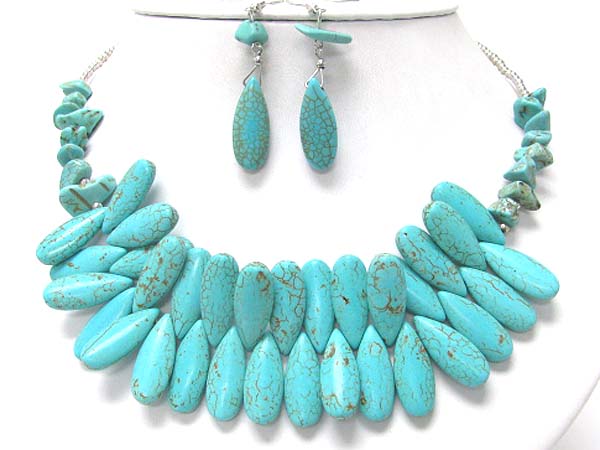 Natural turquoise stone necklace set