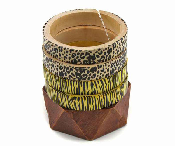 Wooden animal fashion five set bangle