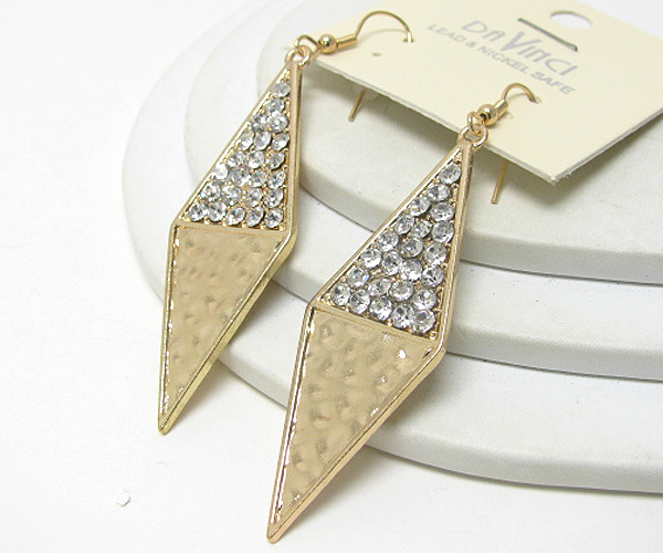 Crystal pebble arrowhead drop earring