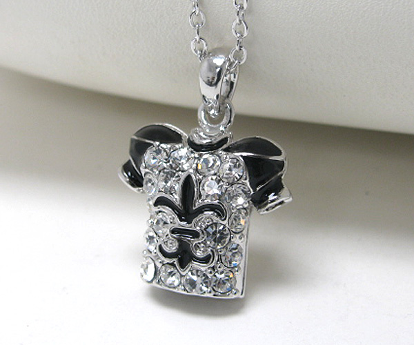 Made in korea whitegold plating crystal stud jersey fleur de lis shirt pendant necklace