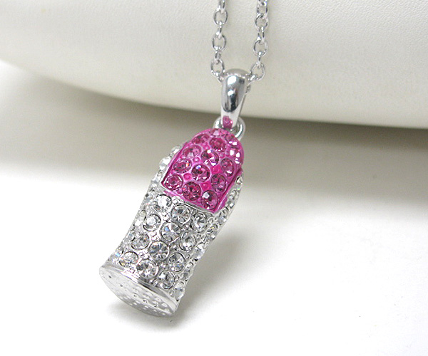 Made in korea whitegold plating crystal stud finger pendant necklace