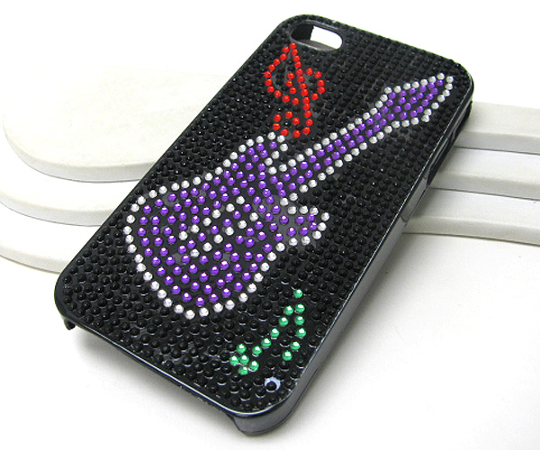 Guitar glittering cell phone case - hard case for apple iphone 4g or 4s