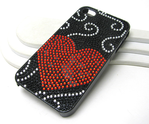 Heart glittering cell phone case - hard case for apple iphone 4g 4s