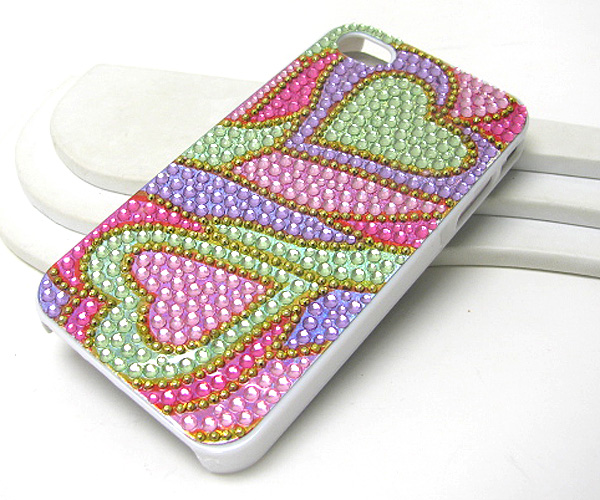 Heart pattern glittering cellphone case- hard case for apple iphone 4g or 4s