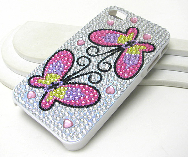 Butterfly pattern glittring cellphone case- hard case for apple iphone 4g or 4s