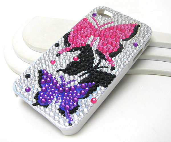 Butterfly pattern glittring cellphone case- hard case for apple iphone 4g or 4s