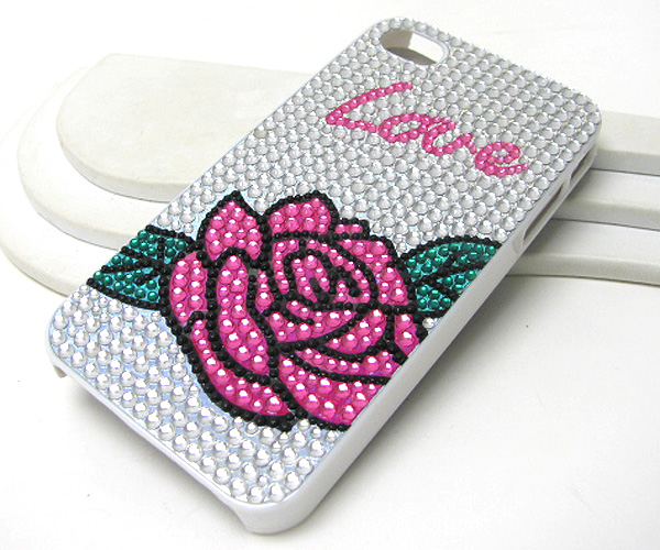 Love rose glittring pattern cellphone case- hard case for apple iphone 4g or 4s