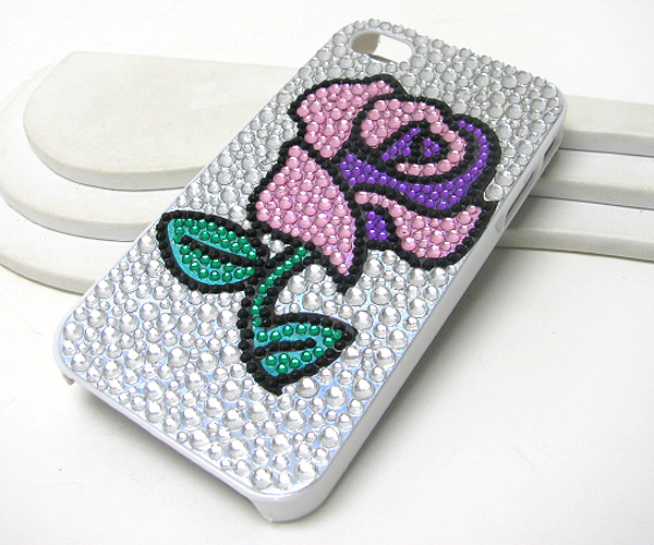 Rose glittring pattern cellphone case- hard case for apple iphone 4g or 4s