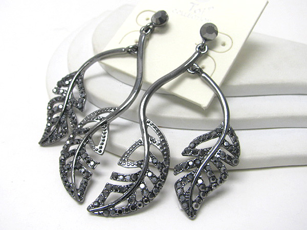 Multi crystal double leaf drop earring