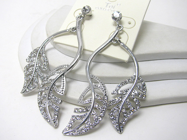 Multi crystal double leaf drop earring