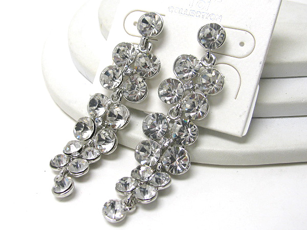 Crystal double line drop down earring