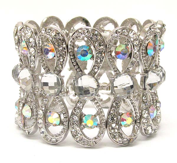 Crystal deco multi infiniti link stretch bracelet