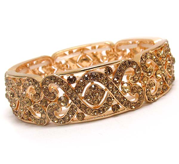 Crystal deco metal filigree stretch bracelet