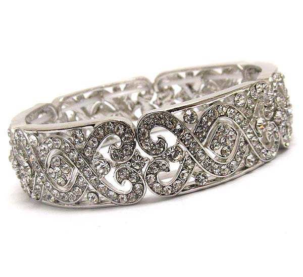 Crystal deco metal filigree stretch bracelet