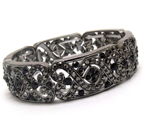 Crystal deco metal filigree stretch bracelet