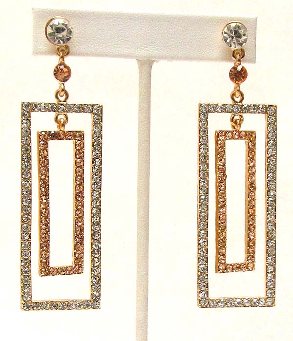 Crystal deco double rectangle drop party earring