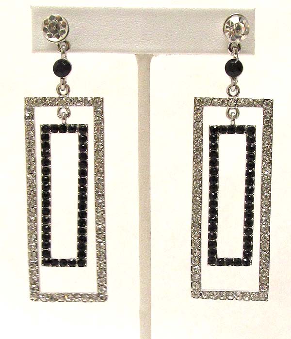 Crystal deco double rectangle drop party earring 