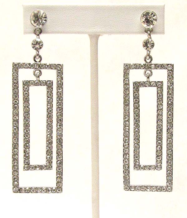 Crystal deco double rectangle drop party earring 