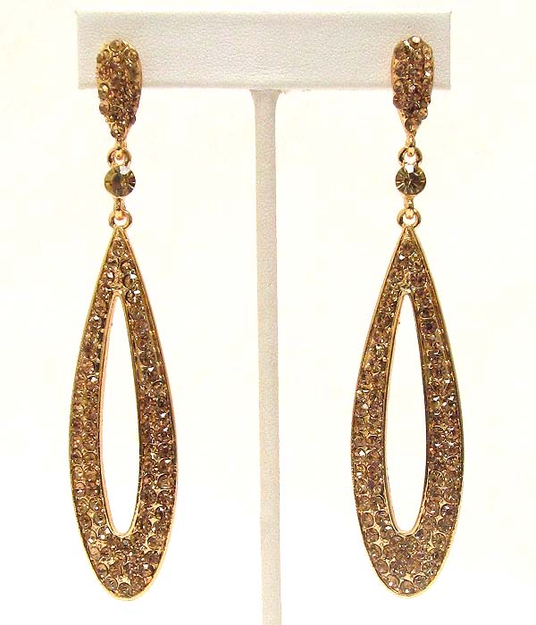 Crystal deco long oval party earring