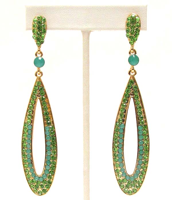 Crystal deco long oval party earring