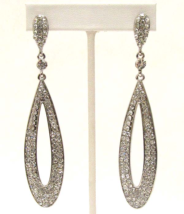 Crystal deco long oval party earring