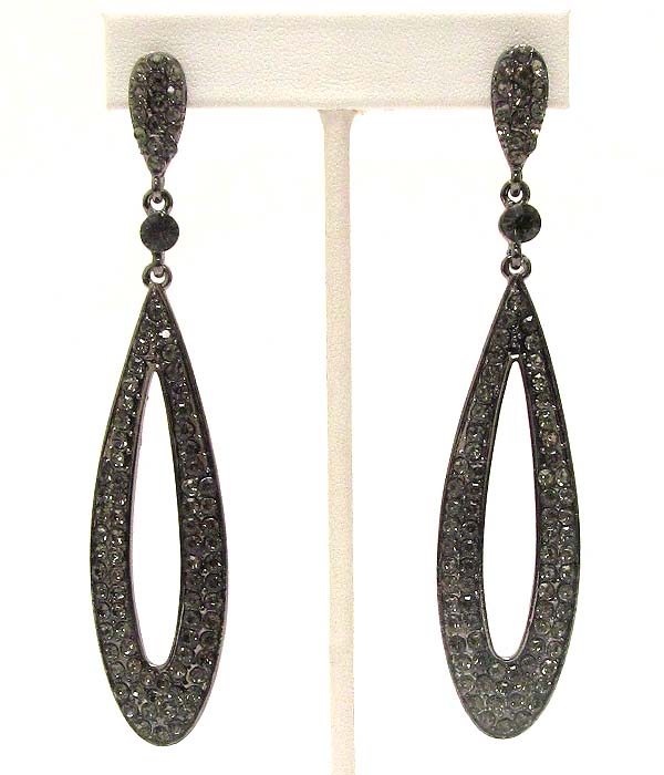 Crystal deco long oval party earring