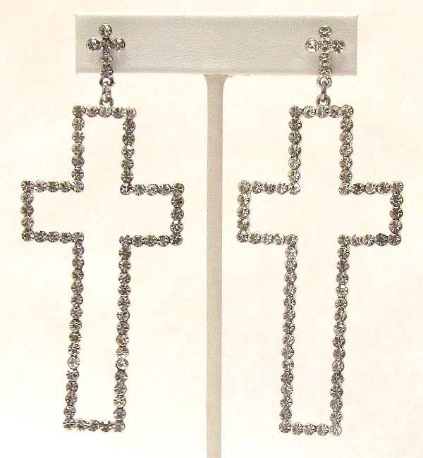 Crystal deco cross earring