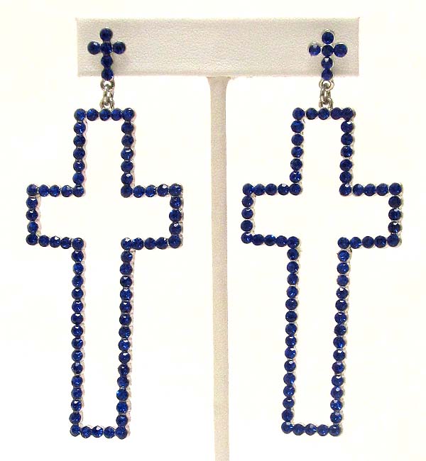 Crystal deco cross earring