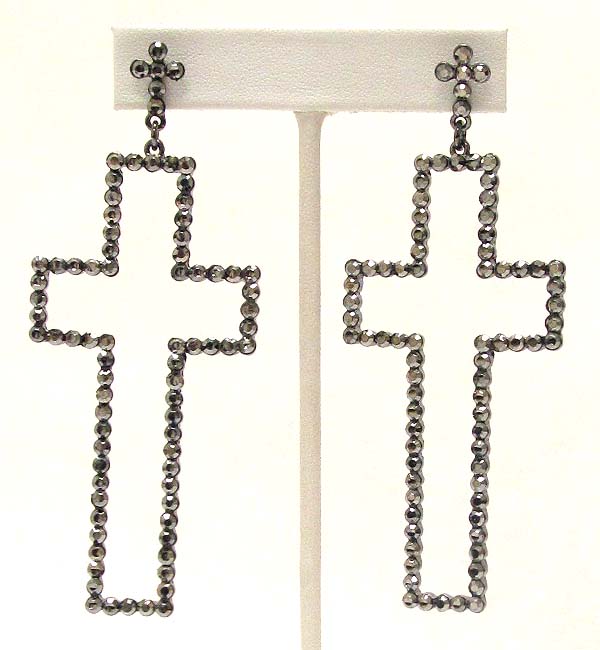 Crystal deco cross earring