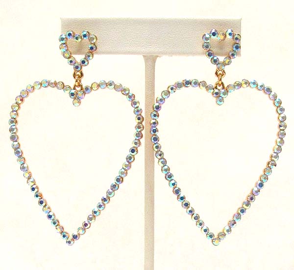 Crystal deco large heart drop earring