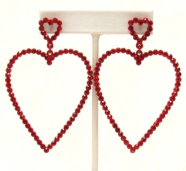 Crystal deco large heart drop earring