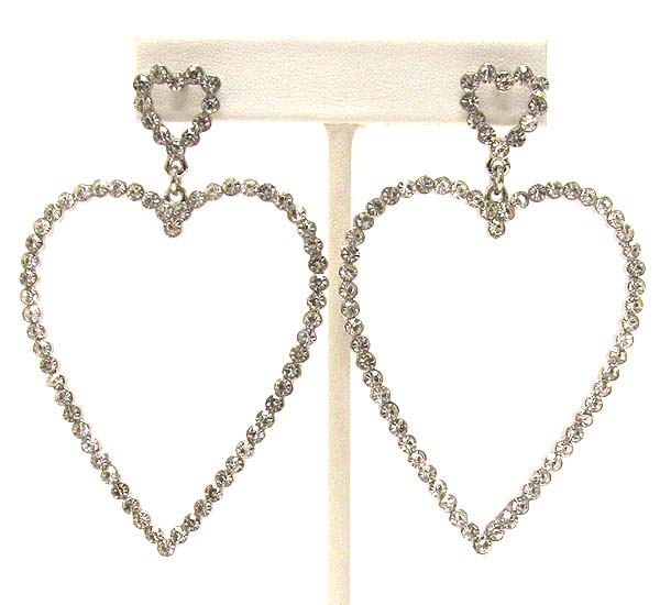 Crystal deco large heart drop earring