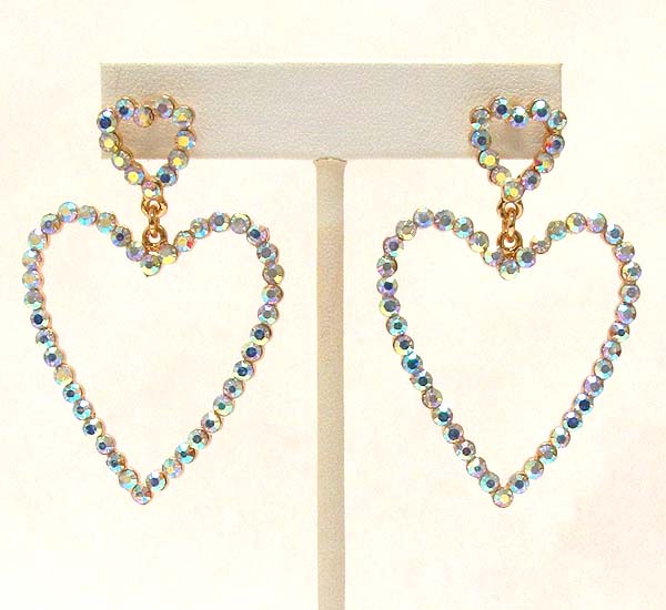 Crystal deco heart drop earring 