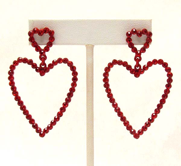 Crystal deco heart drop earring