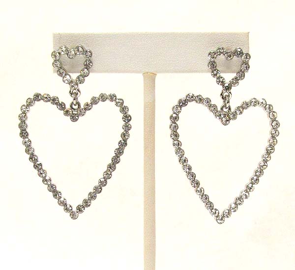 Crystal deco heart drop earring 