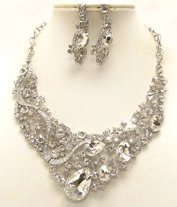 Luxury class victorian style austrian crystal party necklace and earring set