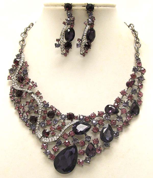 Luxury class victorian style austrian crystal party necklace and earring set