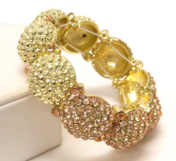 Multi crystal dome link stretch bracelet