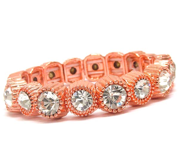 Large crystal deco link stretch bracelet