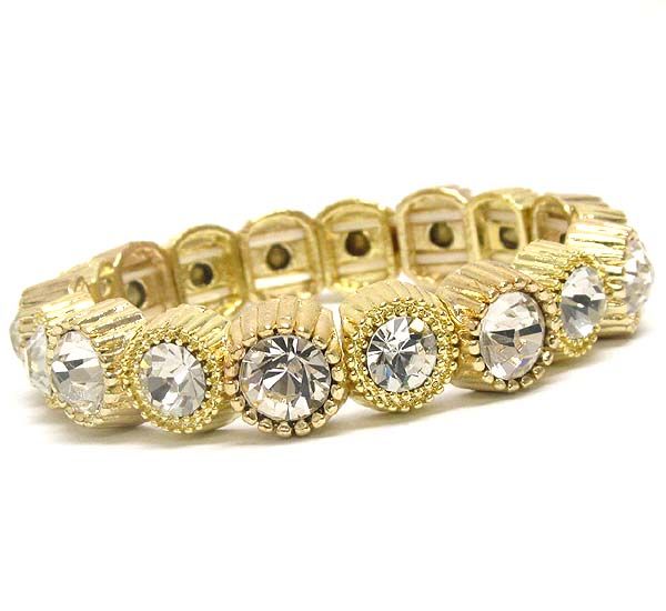 Large crystal deco link stretch bracelet