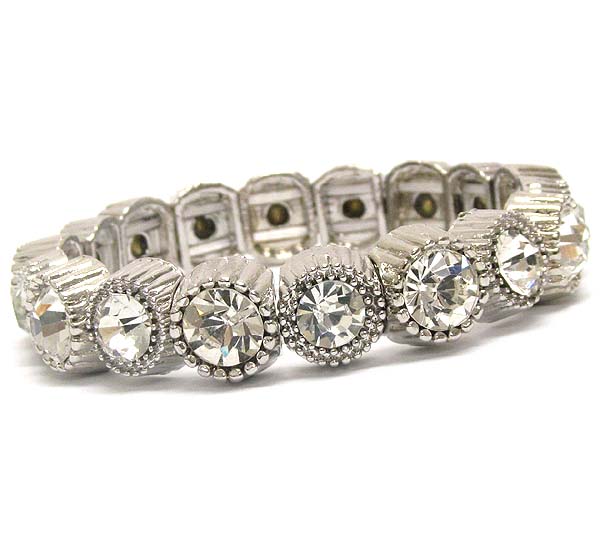 Large crystal deco link stretch bracelet