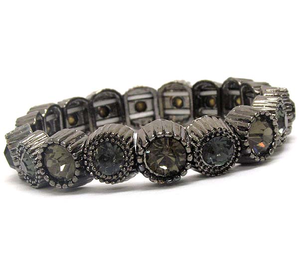 Large crystal deco link stretch bracelet