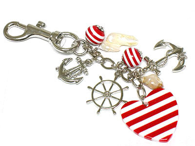 Nautical theme key chain or bag charm