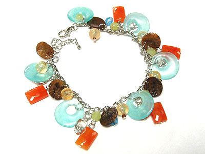 Spring color natural stone charm bracelet