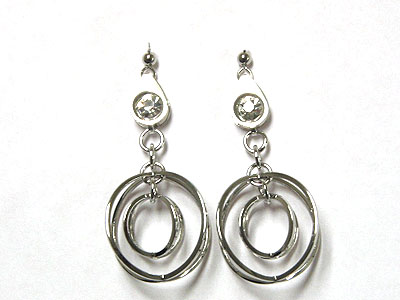 Metal multi hoop spinning drop earring - hoops