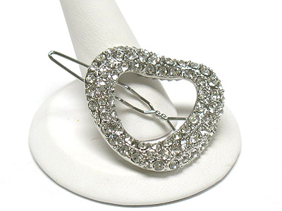 Crystal stud enamel heart hair pin - 2pc set