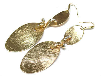 Scratched metal drop earring - brass metal