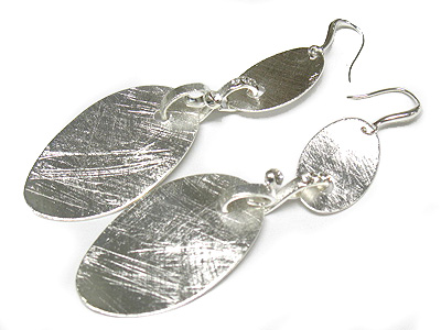 Scratched metal drop earring - brass metal